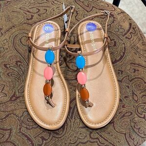 NWT Madden Girl Women's Sandals - Tan with Multicolor Beads